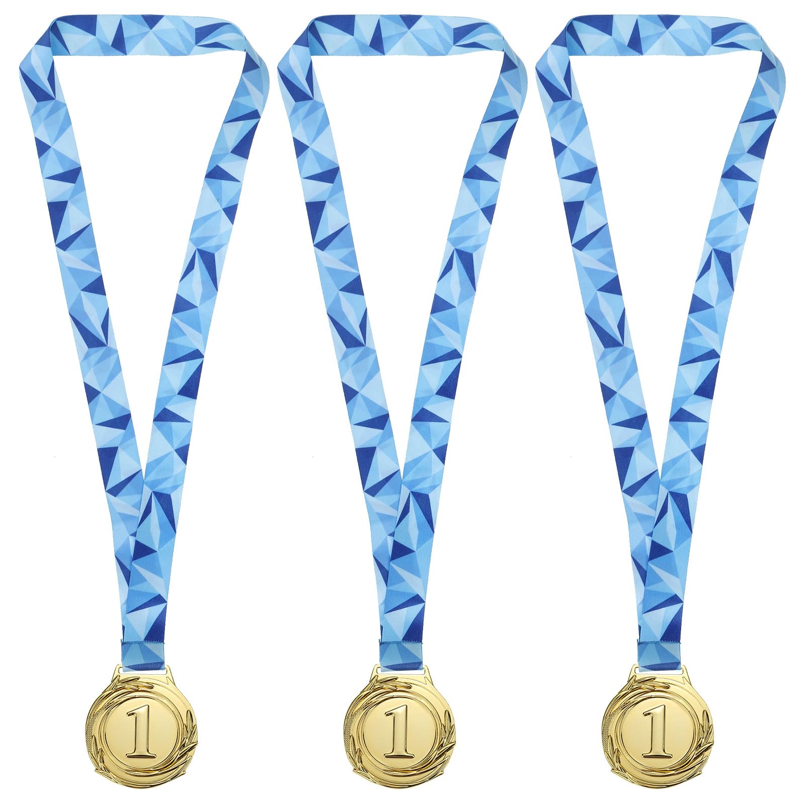 PATIKIL 2.56 Inch Gold Winner Award Medals, 3 Pack Style Award Medals 1st Prizes with Ribbon for Games Sports Competitions