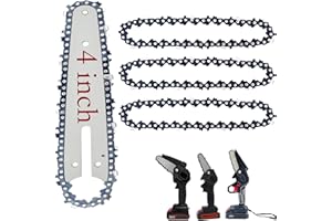 FIFCHALL [5 Pieces] 4 Inch Mini Chainsaw Chain with Replacement Saw Chain Bar, 4 Inch Replacement Chains for Portable Mini Chainsaw, Guide Saw Chain for All 4-inch Mini Chainsaws for Wood Branch Cutting