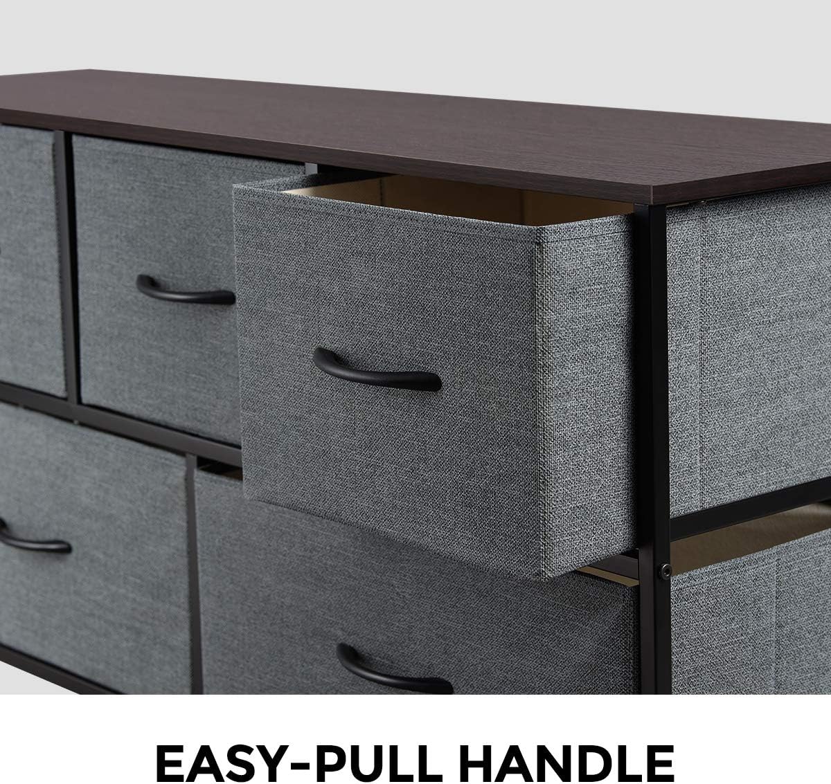 WLIVE Dresser with 5 Drawers, Dressers for Bedroom, Fabric Storage Tower, Hallway, Entryway, Closets, Sturdy Steel Frame, Wood Top, Easy Pull Handle -