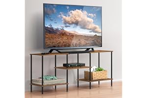 Industrial TV Stand with Storage for 50 inch TV Rustic TV Cabinet with Open Storage Shelf Small Entertainment Center Wood Con