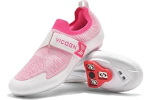 Vicogn Mens Womens Indoor Cycling Shoes Compatible with Peloton Bike Pre-Installed with Look Delta Cleats Clip in Outdoor Road Bike Shoes