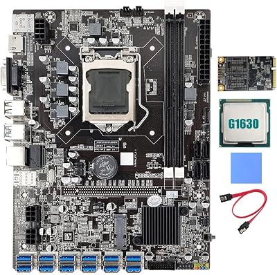 Lodokdre B75 ETH Mining Motherboard LGA1155 12x PCIe USB G1630 CPU Cable SSD