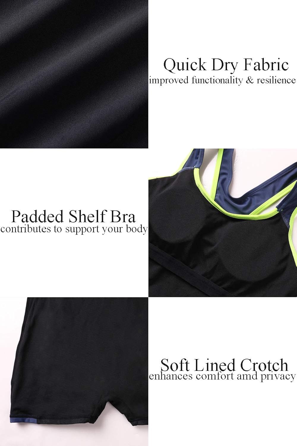 beautyin Women's One Piece Swimsuits Boyleg Sports Swimwear: Clothing
