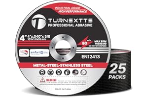Turnextte 25 Pcs 4 inch Cut Off Wheels for Angle Grinder, 4" Diameter and 040" Thickness and 5/8" Inner Arbor Cutting Discs for Angle Grinder, Thin Cut Blades for Metal & Stainless Steel Cutting