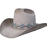 Silver Square Concho Chain Hat Band – Adjustable Metal Hat Band Accessory for Cowboy Hats, Fedoras, and Western Styles – Classic Western Concho Detail