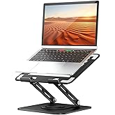 tounee Laptop Stand for Desk, Adjustable Computer Stand Holder with 360&deg; Rotating Base, Ergonomic Laptop Riser Compatible with MacBook Pro Air, All Laptops 10-15.6"-Black