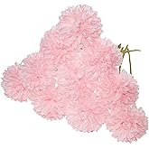 Ruaniao Fake Chrysanthemum Flowers Bulk, 10 Pcs Artificial Chrysanthemums Ball Flowers with Glue for Home Office, Wedding Bouquets, Garden Party, 10.6 Inch (Light Pink)