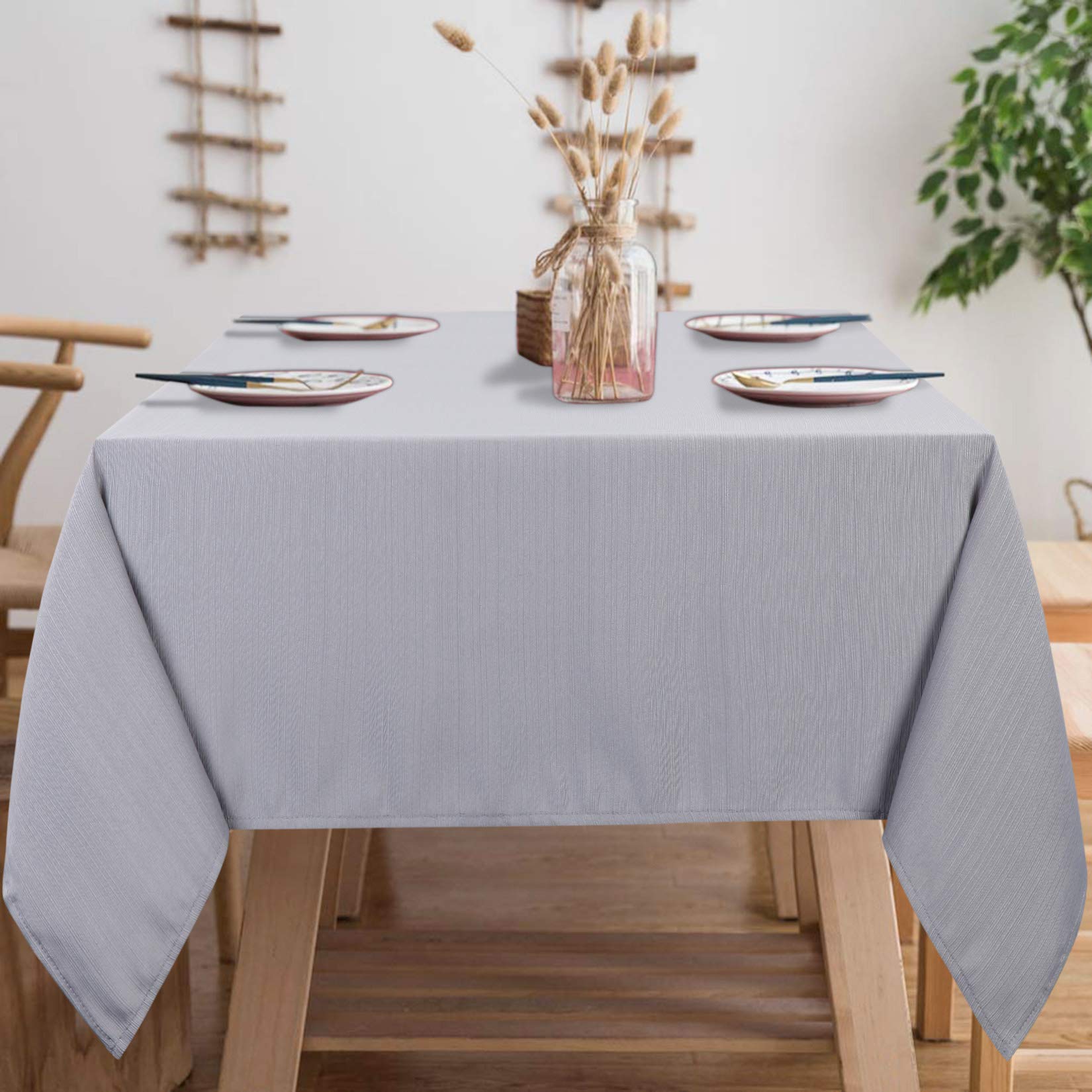 LinTimes Rectangle Water Resistant Tablecloth Wipe Clean Large Table Cloths Washable Banquet Tablecloth Wrinkle Table Cloth Cover for Indoor Outdoor Use, 55 x 90 Inch Grey