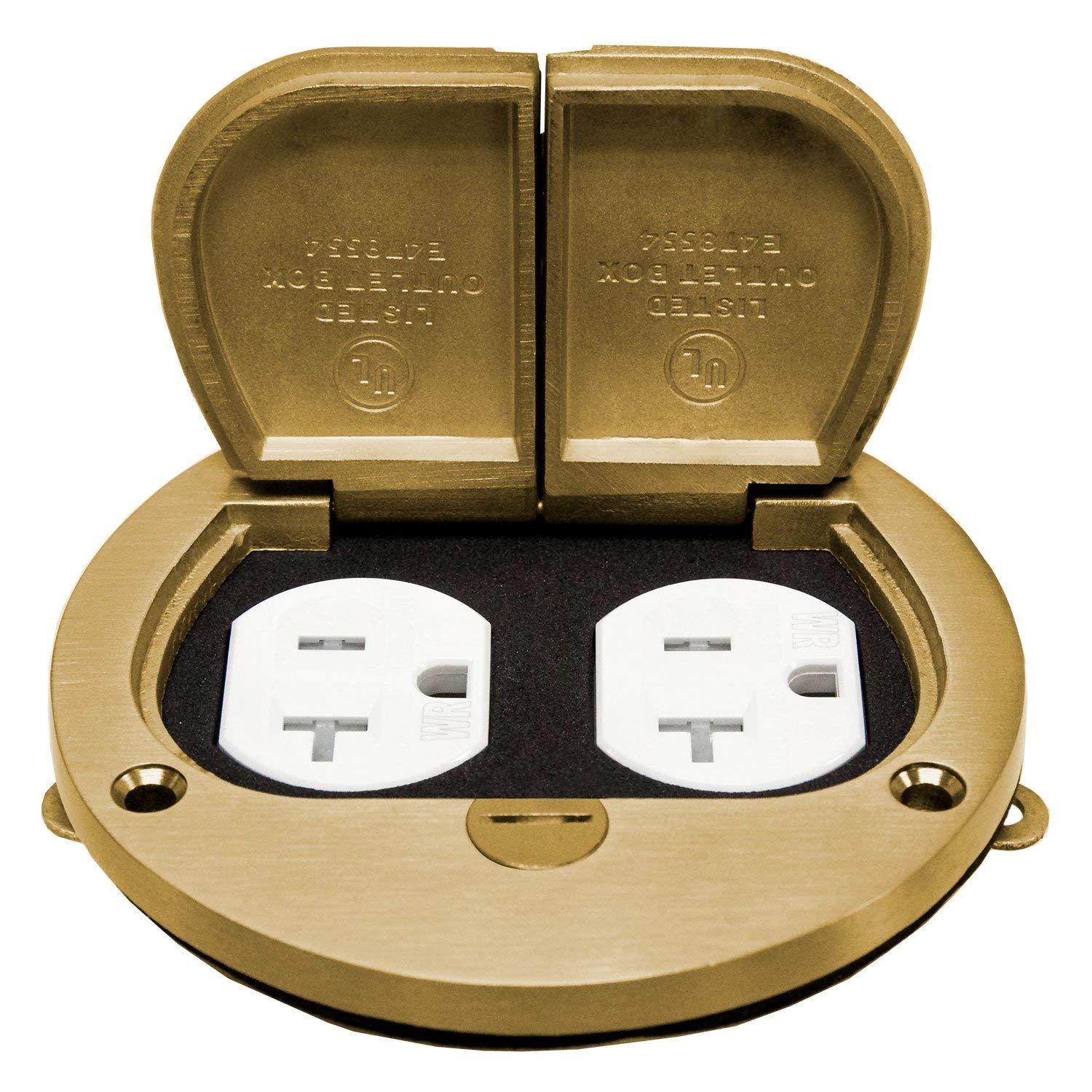 ENERLITES Dual Flip Lid Floor Box Cover, 4" Diameter, 20A Receptacle