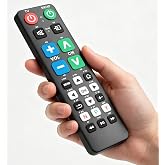 Big Button TV Remote for Seniors, Dementia - Easy Setup | Large Color-Coded Buttons, Works with Traditional TV &amp; Cable Box