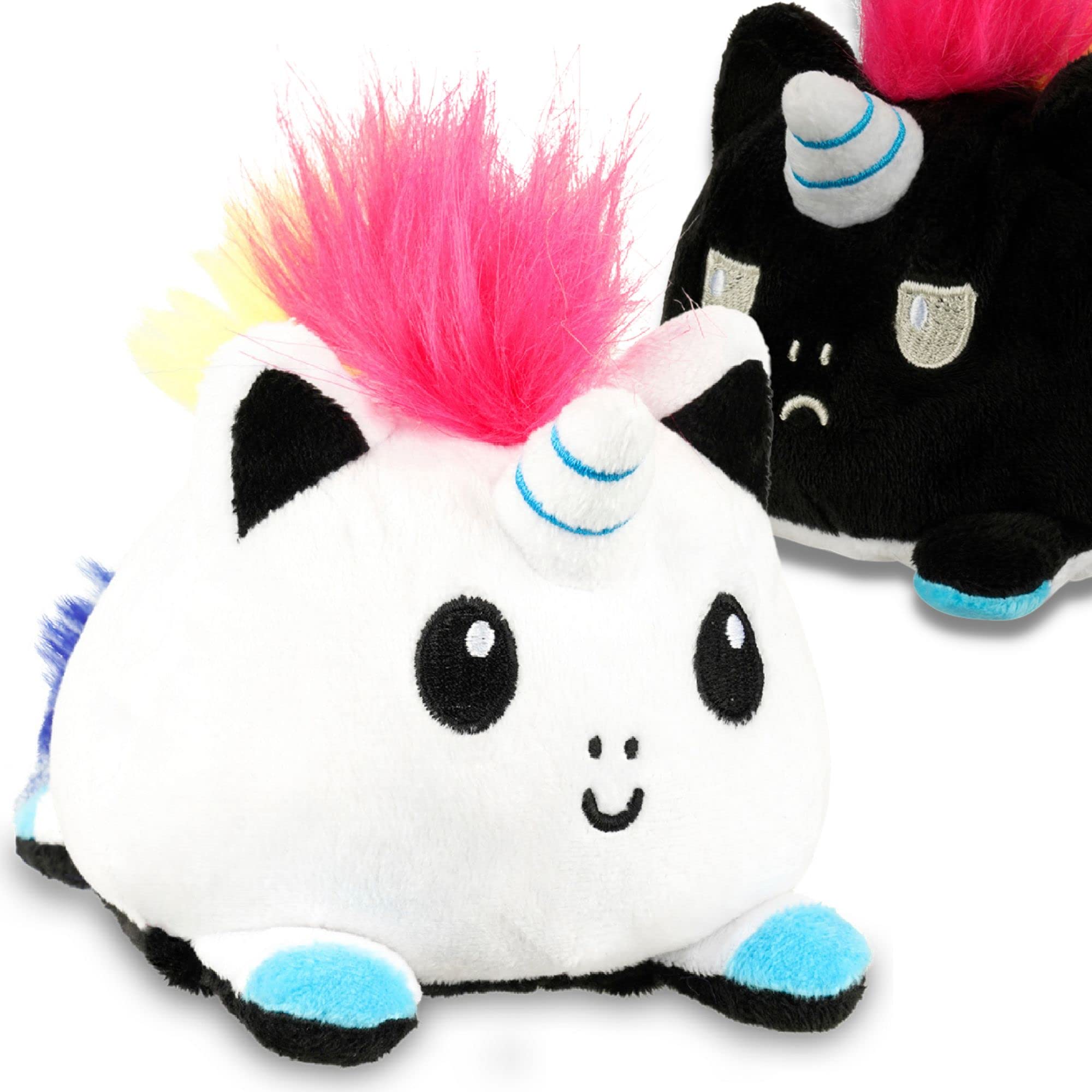 AllBlue® Flip Plush Toy - Soft Mood Cuddly Toy for Reversible - for Children - Double-Sided Design with Changeable Mood - Flip 2 Emotions in Evil & Love (Unicorn)