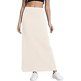 Urban CoCo Women's High Waist A-Line Maxi Skirt Comfy Ribbed Knit Long Skirt