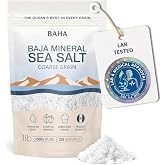 BAHA Baja Mineral Sea Salt, Coarse Grain for Grinders, 1 lb Bag | Hand-harvested from the Sea of Cortez. Coarse crystals for salt grinders, brining, roasting and finishing.