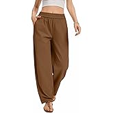 KICZOY Womens Baggy Loose Cropepd Pants Casual Elastic Waisted Harem Pants with Pockets
