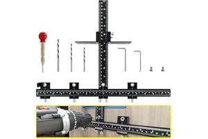DOCXCDO Aluminum Alloy Cabinet Hardware Jig - Precision Drilling Guide Tool for Cabinet Door/Drawer Handle & Knob Installation with 3 Drill Bits & Auto Punch, Hardware Jig for Woodworkers DIY