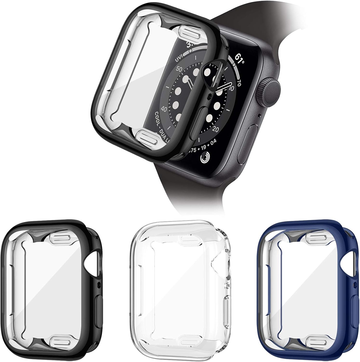 ZEBRE 3 Pack Screen Protector Compatible with Apple Watch SE/Series 6 / Series 5 / Series 4 40mm, Soft TPU Full Coverage Protective Case Cover Compatible with iWatch Series SE/6/5/4