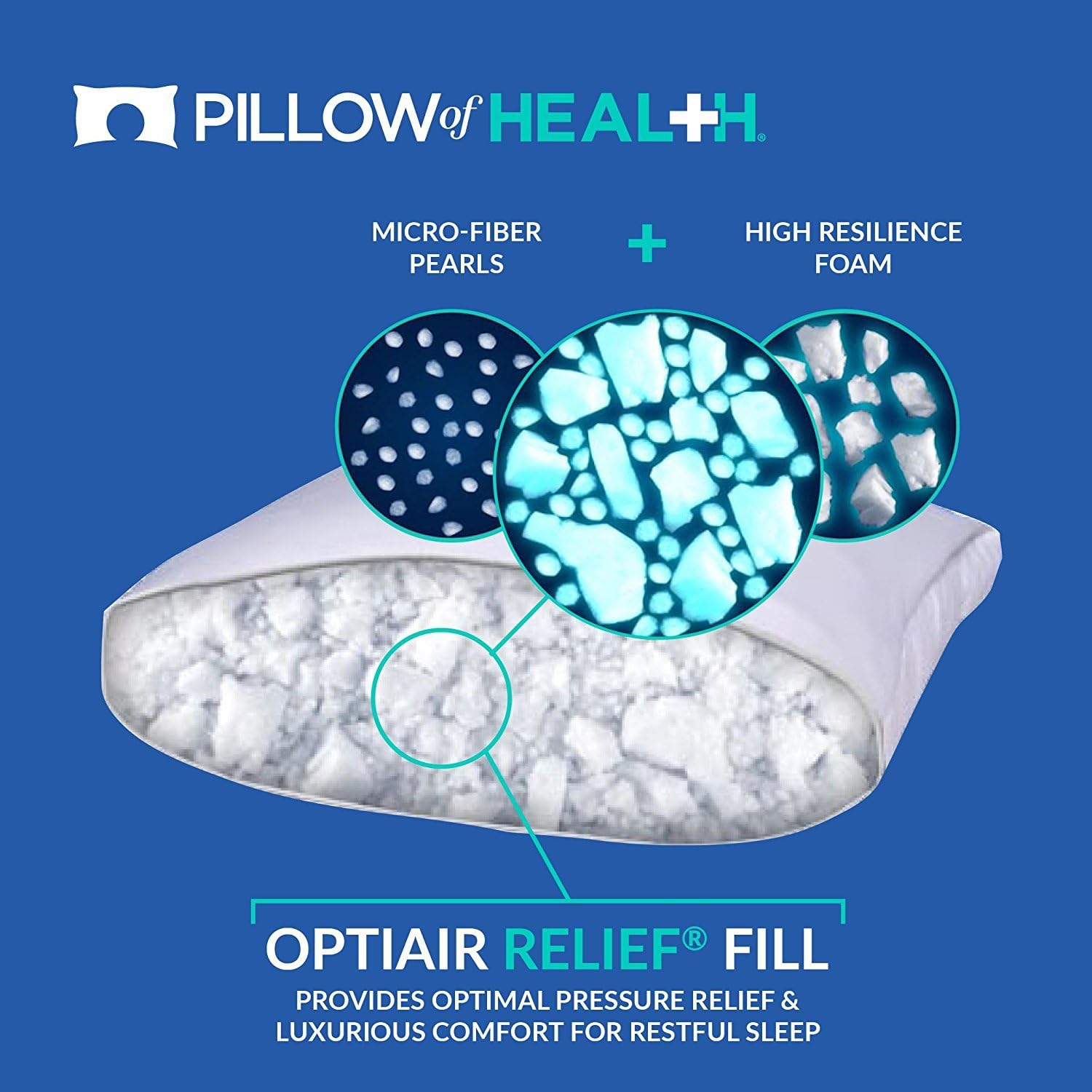Pillow of Health Chiro Elite Adjustable Pillow, King Size 20" x 34", Customizable Firmness, Hypoallergenic, Antimicrobial, Cooling Wickable Cover, Medical Grade Pressure Relief: Home & Kitchen