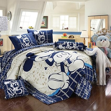 Mickey Minnie Mouse Bedding Set Queen King Size Flat Sheet 100