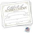 Certificate of Achievement Awards - 25 Award Certificates of Completion Paper for Printing, Gold Student of The Month Diploma for Achievement