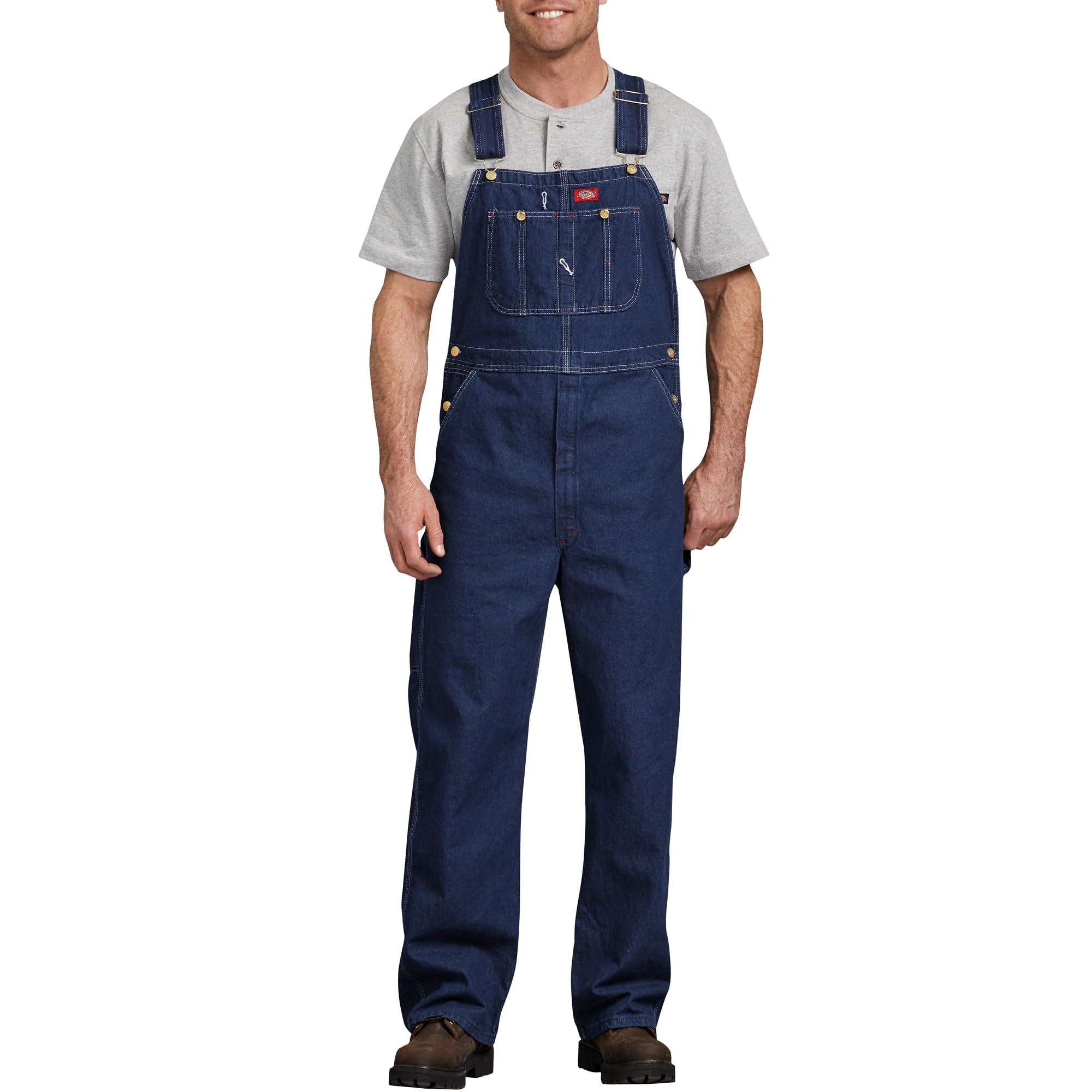 Dickies Men's Bib Smooth Straight Dungarees, Blue (Bleu Rnsd Ind/Blu), W32/L32 (Manufacturer Size: W32/L32)