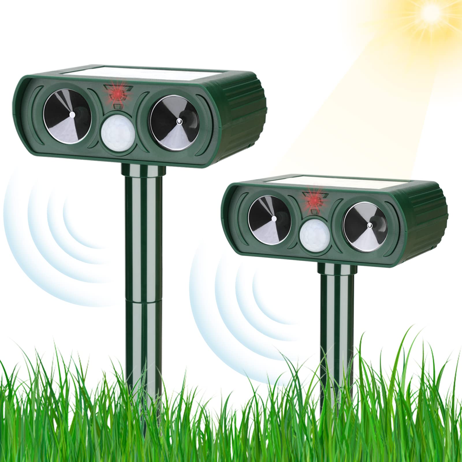 Photo 1 of Gebatule 2 Pack Ultrasonic Animal Repellent Outdoor Solar Animal Repeller with Motion Sensor Deer Repellent Device Waterproof Cat Repellent to Repel Squirrel Dog Rabbit Skunk Raccoon