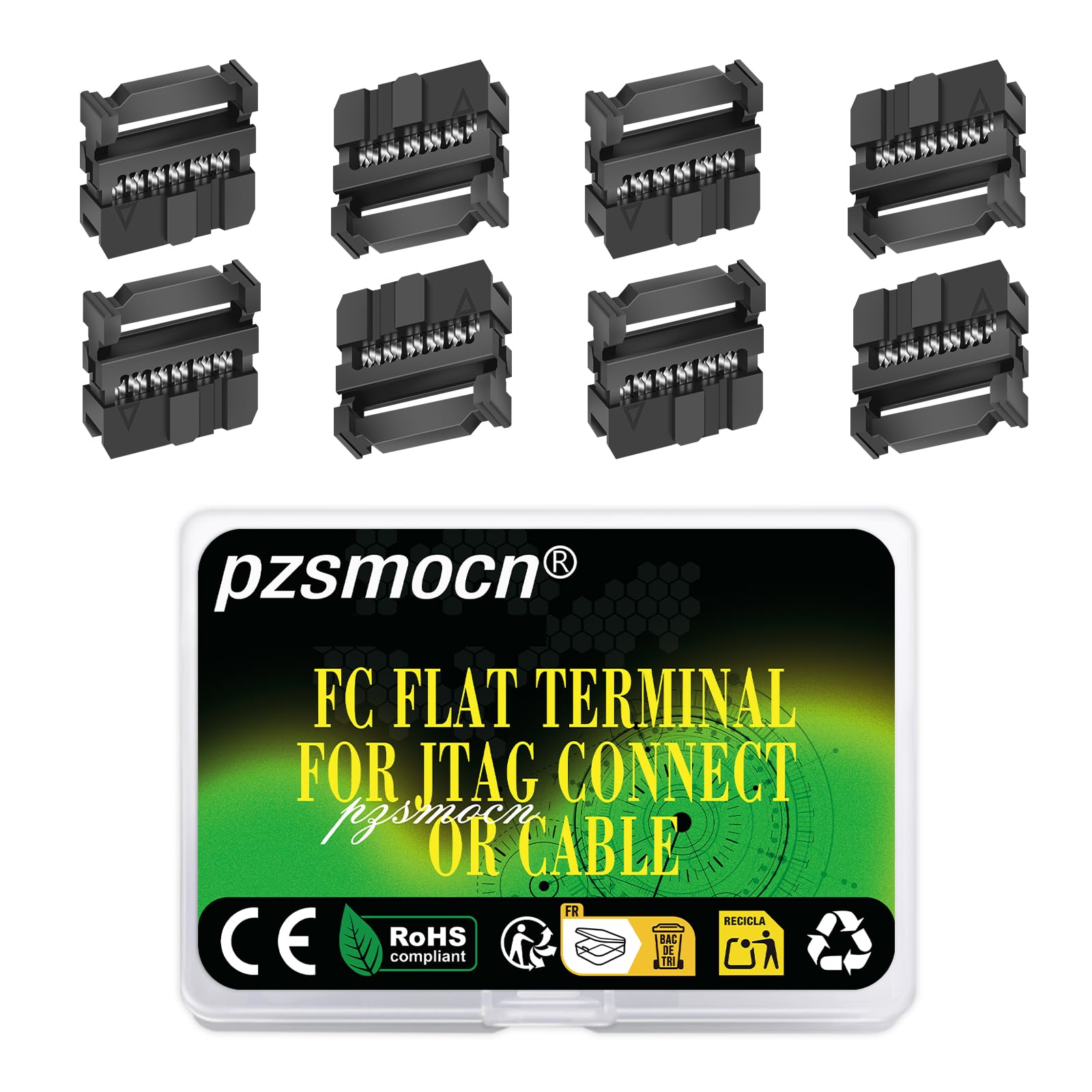 Pzsmocn 20 Sets IDC 2 * 6 Double Row Rectangular Socket Adapter FC Black Crimp Wire Head Three-piece Kit 2.54mm Pitch, 12 Pin FC-Female Terminal Connector, for JTAG Flat Ribbon Cable.