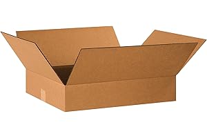 Aviditi 20164 Single-Wall Flat Corrugated Box, 20-Inch Length X 16-Inch Width X 4-Inch Height, Kraft (Bundle of 25)