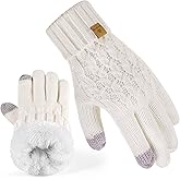 PAGE ONE Winter Gloves for Women Touchscreen Texting Warm Knit Fleece Lined Gloves for Cold weather