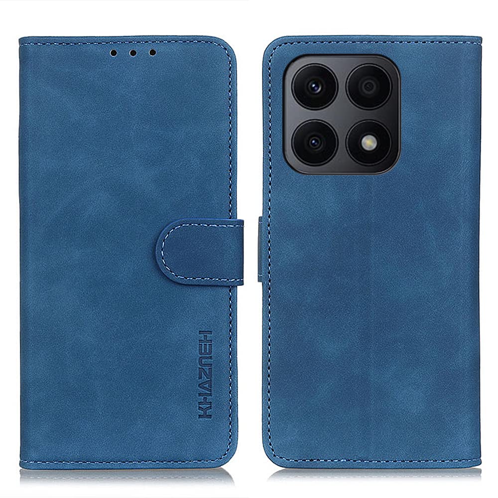Unichthy For Honor X8a Case Flip Shockproof Vintage Wallet Case PU Leather with Stand Magnetic Money Pouch Folio Silicone Bumper Gel Protective Phone Cover for Honor X8a Blue
