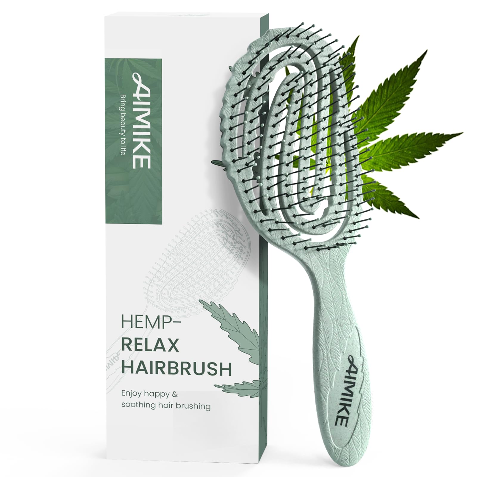 AIMIKE Detangle Hair Brush, Bio-Friendly Detangler Hair Brush for Thick Hair, Curved Vented Hairbrush w/Soft Bristles, Glide Through Tangles with Ease for Women, Men & Kids, Wet Hairbrush Detangler