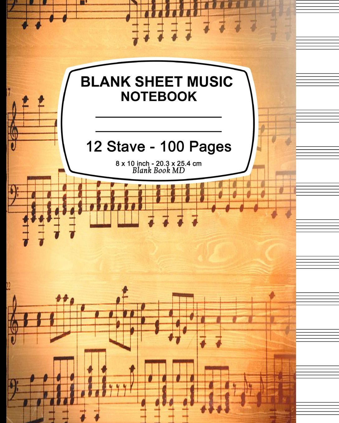 Blank Sheet Music Notebook: Vintage Cover,12 Stave, Music Manuscript Paper,Staff Paper,Musicians Notebook 8 x 10,100 Pages