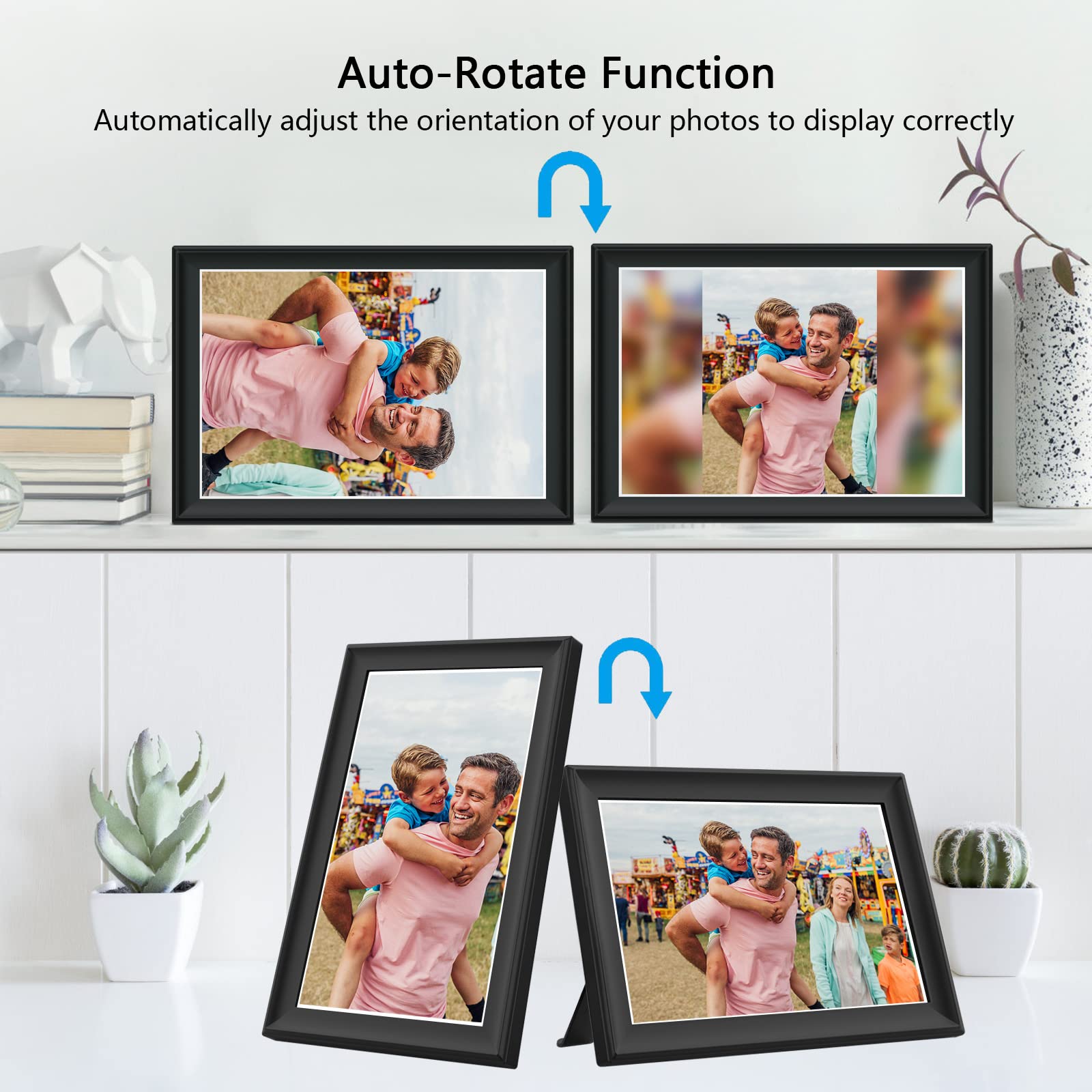 64GB FRAMEO 10.5 Inch Smart WiFi Digital Photo Frame 1920x1280 FHD IPS LCD Touch Screen, Auto-Rotate, 64GB Storage, Support SD Card & USB Drive, Share Moments Instantly via Frameo App from Anywhere