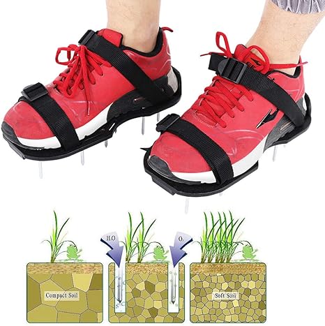 Amazon Co Jp Salinr ガーデンシューズ ガーデンスパイク 芝生 エアレーション ガーデン 芝生のエアレーションスパイク芝刈り機 靴 芝生 庭 空気化前組立 芝生スパイク 芝生穴あけ用 足取り付け 園芸用 農業用 芝生通風 農作業 ホーム キッチン