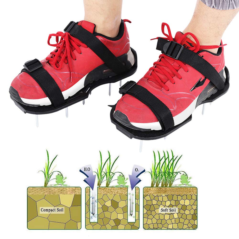 1 Pair Garden Yard Grass Cultivator Scarification Lawn Aerator Nail Shoes Tool Loose Land Shoes