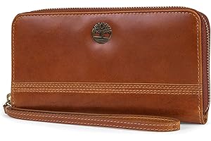 Timberland womens Leather RFID Zip Around Wallet Clutch With Wristlet Strap