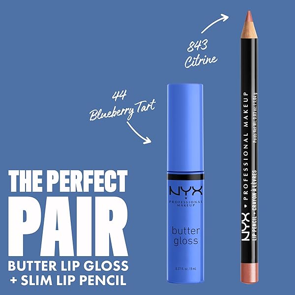 NYX PROFESSIONAL MAKEUP BUTTER GLOSS, NON-STICKY LIP GLOSS – BLUEBERRY TART (PERIWINKLE BLUE)