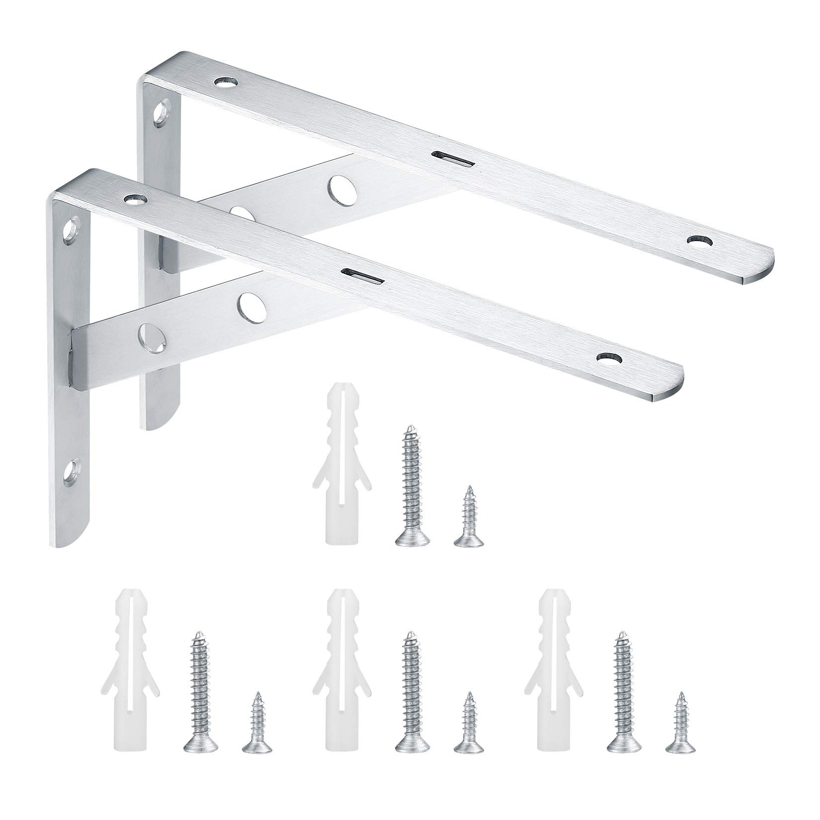 2 Pcs Shelf Brackets, Wall Mount Metal Shelving Brackets, Heavy Duty Floating Shelves Brackets, Triangle Corner Brace, 90 Degree L Shape Right Angle Shelf Supports(200x135 mm)
