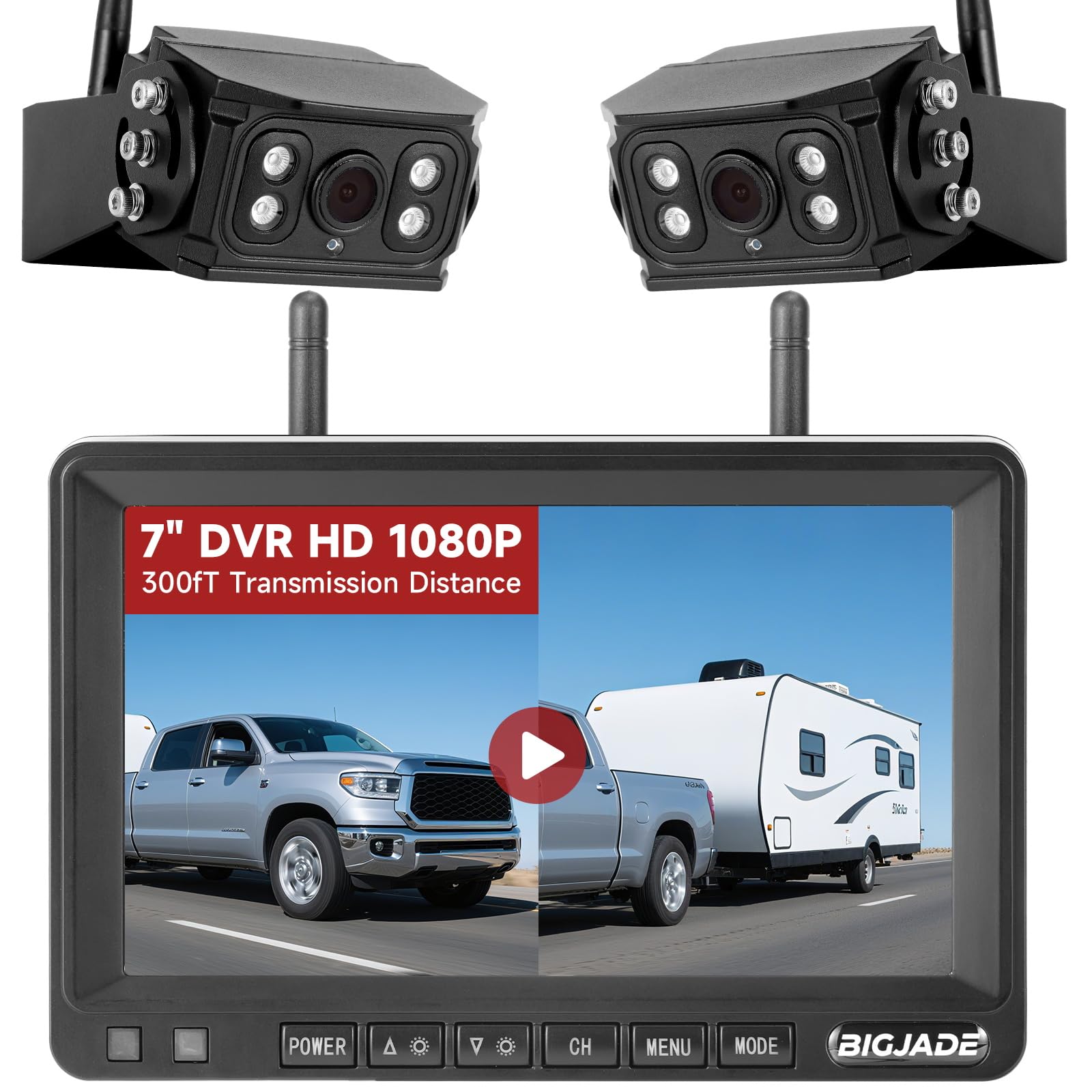 Photo 1 of Wireless Backup Camera - Rv Backup Camera with HD 7" Monitor - Dual Back Up Camera Systems for Truck - IP69 Waterproof Rv Camera with DVR, Night Vision for Rv, Truck, Trailer and Camper