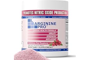 L-ARGININE PRO | 5,500mg L-Arginine Plus L-Citrulline 1,100mg Raspberry Powder Drink Mix Supplement for Increased Nitric Oxide Production