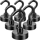 Neosmuk Black Magnetic Hooks Heavy Duty Pack of 6 with Hook NdFeB view 1