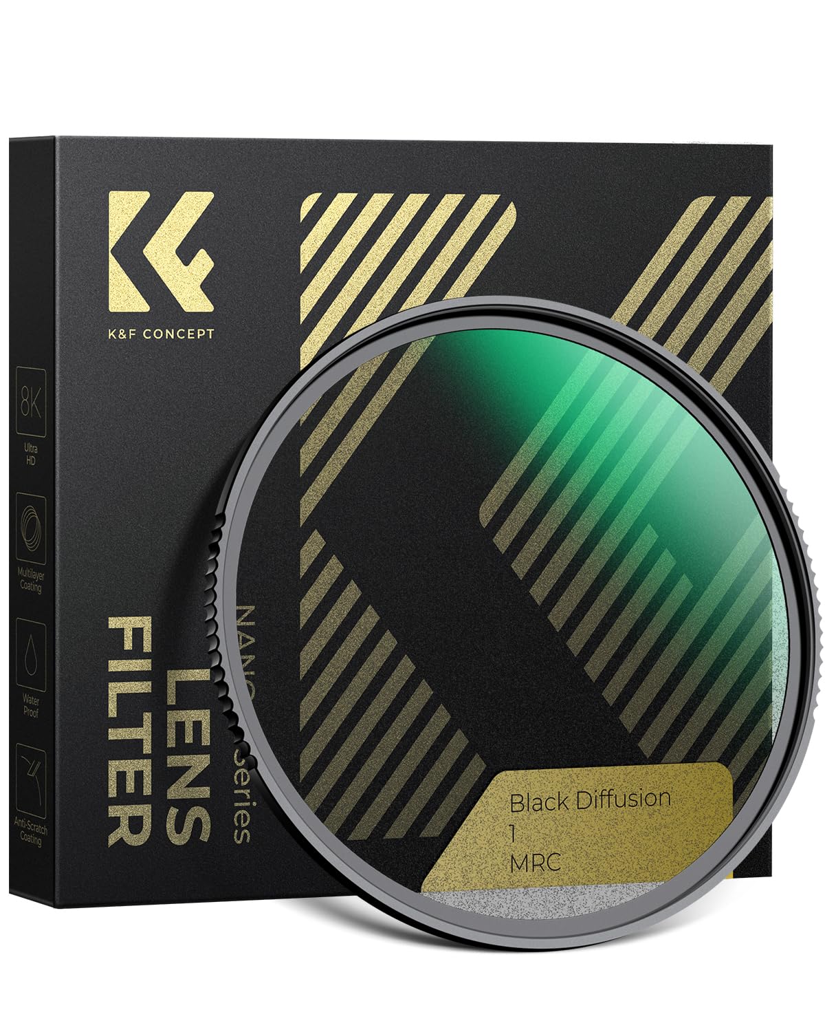 K&F CONCEPT 72mm Black Diffusion 1 Filter Soft Glow Diffuser Cine Effect Lens Filters Wateproof (Nano-X Series)