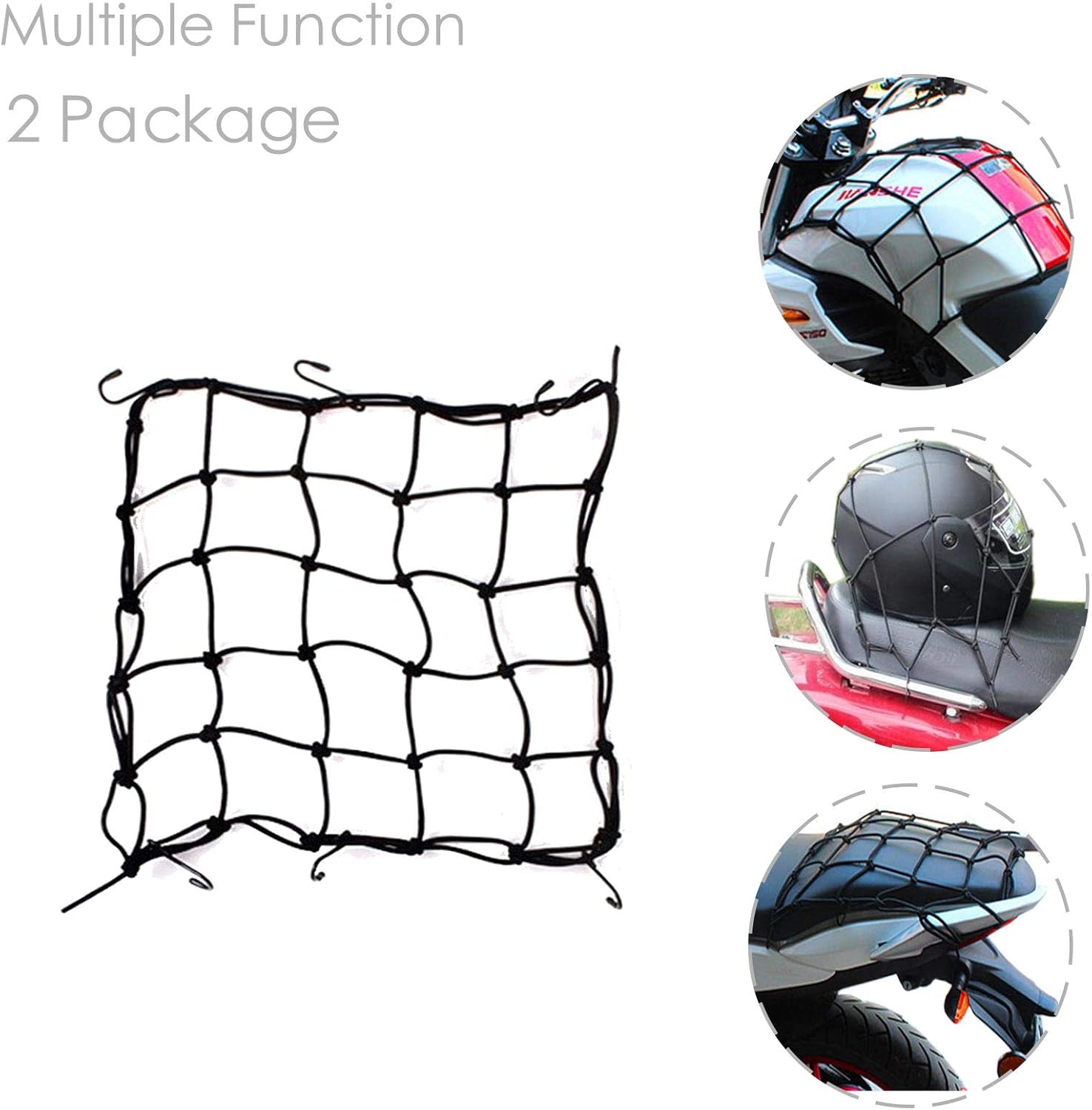 2 Package 15" x15" (40x40cm) Motorcycle Cargo Net for Motorcycle