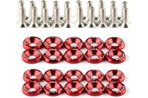 TEMPSNOW 20Pcs/Set Bumper Fender Washers Engine Bay Dress Up Bolts Fasteners M6 JDM Fender Washer Kit-Red