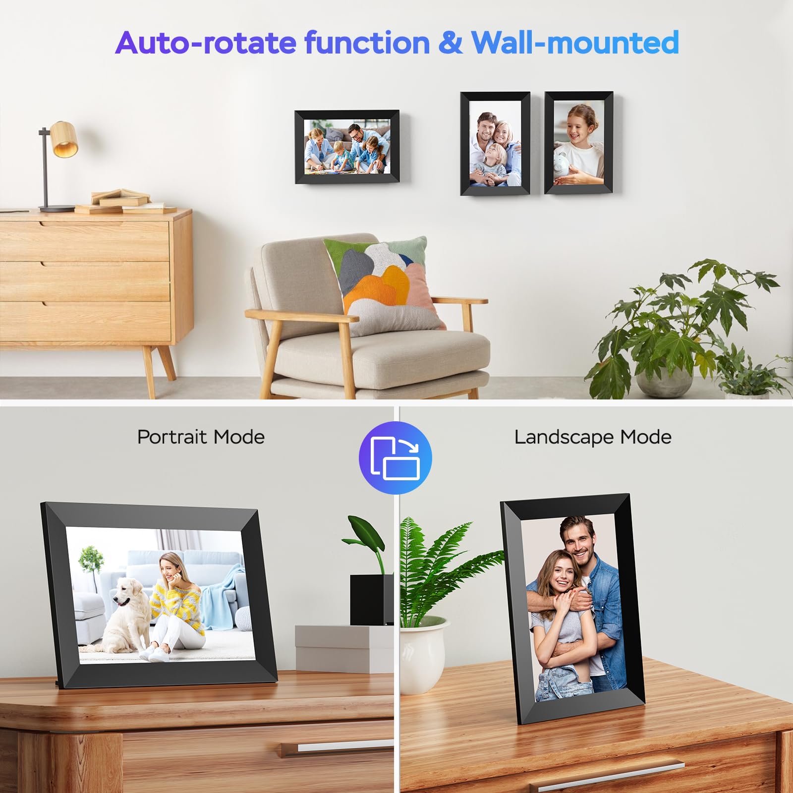 Uhale Digital Picture Frame WiFi 10.1 inch HD IPS Touch Screen Electronic Picture Frame Slideshow Smart Loop Digital Photo Frame with APP & SD Card Slot to Load Photos & Videos from Your Phone