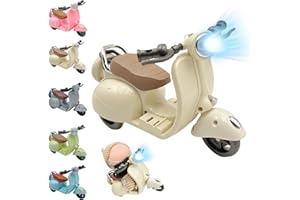 LUFZFEU Accessories for LABUBU, Scooter Toy for Labubu with Lights & Music Rotate 360°, Lnteresting Motorcycles for Labubu, Decor Desktop Ornaments for Doll Collectors Battery Not Included (Beige)
