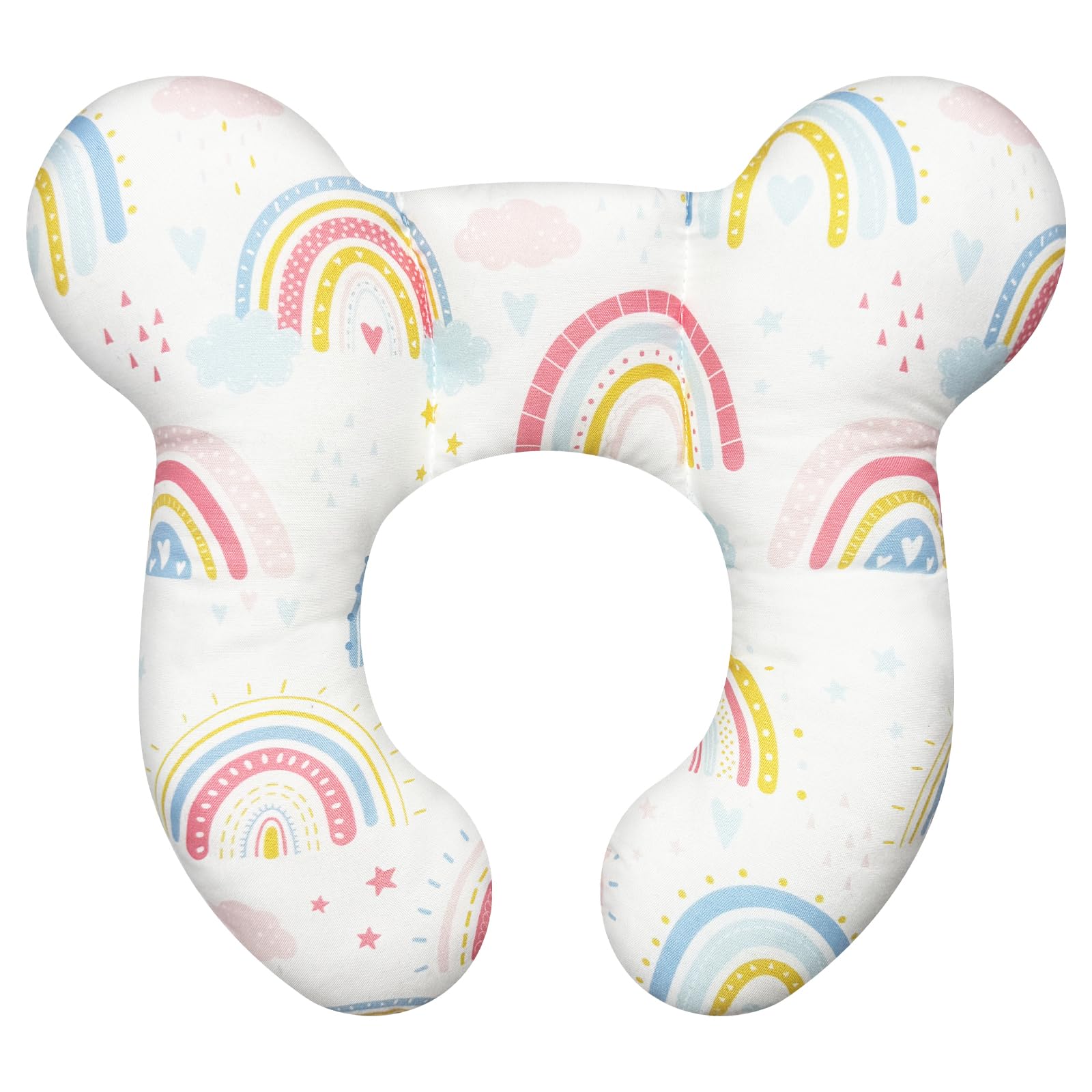 Photo 1 of DEEZOMO Baby Neck Pillows - Upgraded Toddler Travel Cushion for Toddler Head and Neck, Infant Neck Pillow for Car Plane Stroller Pushchair - Rainbow A