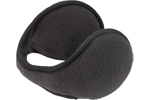 Motique Accessories Dark Grey Adjustable Ear Warmers Men Women Solid Polar Fleece Folding Winter Earmuff