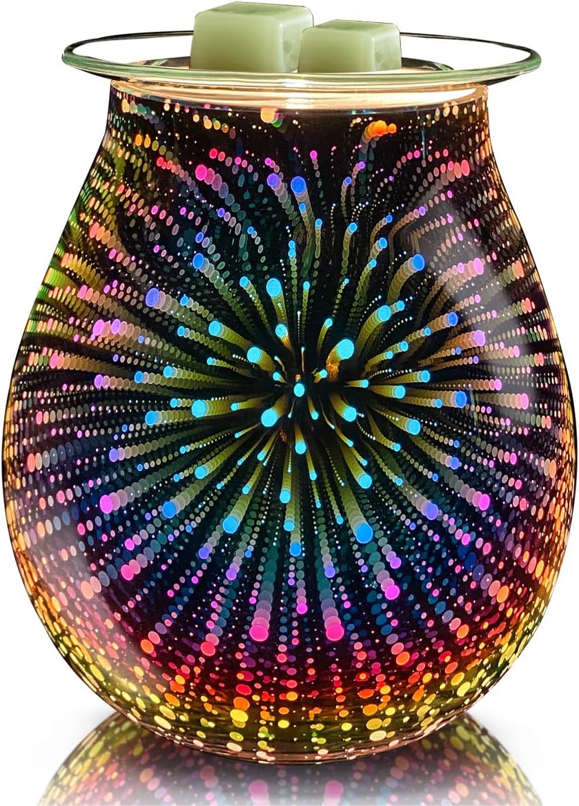 Leyoue 3D Glass Fireworks Electric Wax Melt Warmer Wax Burner Melter