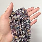 BERMRO Natural Chip Stone Beads About 200pcs Fluorite Stones 5-8mm Irregular Gemstone Healing Crystal Loose Rocks for Bracelet Necklace Earrings Jewelry Making (Fluorite)