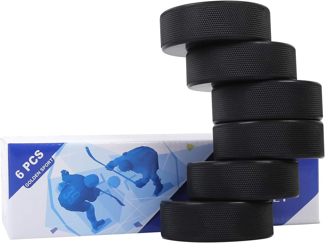 Golden Sport Ice Hockey Pucks, 6pcs, Official Regulation, for Practicing and Classic Training, Diameter 3", Thickness 1", 6oz, Black : Sports & Outdoors